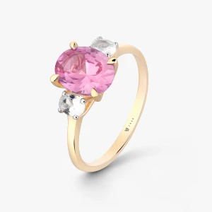 W.KRUK Pierścionek złoty z różowym szafirem Maria Antonina