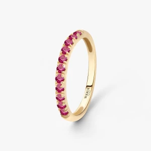 W.KRUK Pierścionek złoty z rubinami TRIO