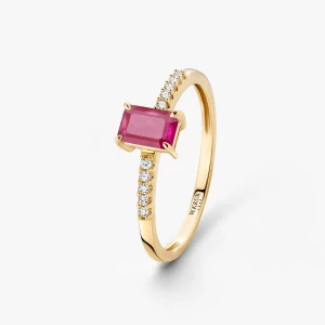 W.KRUK Pierścionek złoty z rubinem TRIO