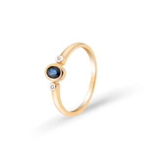 W.KRUK - Pierścionek złoty z szafirem i diamentami