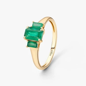 W.KRUK Pierścionek złoty ze szmaragdami TRIO