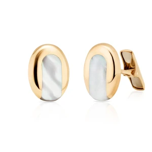 W.KRUK Spinki do koszuli złote z masą perłową