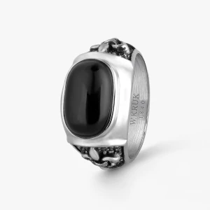 W.KRUK - Sygnet stalowy z onyksem