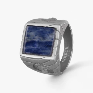 W.KRUK - Sygnet stalowy z sodalitem