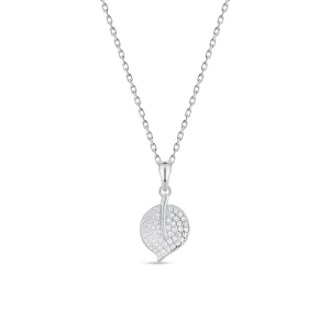 W.KRUK Wisiorek srebrny listek z cyrkoniami