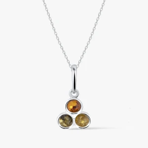 W.KRUK Wisiorek srebrny z bursztynami