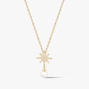 W.KRUK Wisiorek złoty gwiazdka z perłą