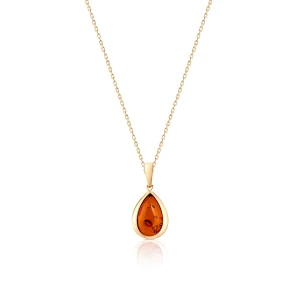 W.KRUK Wisiorek złoty z bursztynem