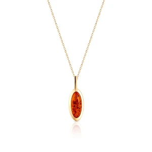 Zdjęcie produktu W.KRUK Wisiorek złoty z bursztynem