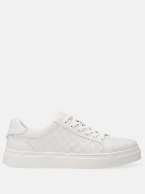 Białe męskie sneakersy skórzane z tłoczeniem W020LEWHMSP085 Venezia