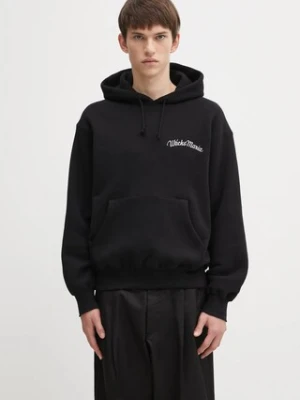 Wacko Maria bluza bawełniana męska kolor czarny z kapturem z aplikacją 25FW-WMC-SS06