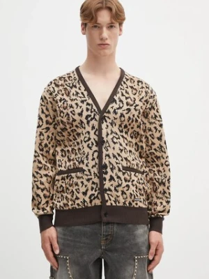 Wacko Maria kardigan bawełniany leopard jacquard męski kolor beżowy 25SS-WMK-KN14