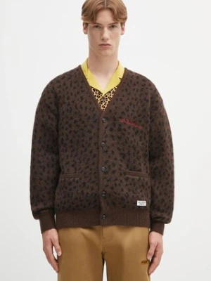 Wacko Maria kardigan wełniany leopard mohair męski kolor brązowy 25SS-WMK-KN10