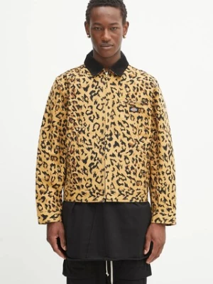 Wacko Maria kurtka bawełniana DICKIES / LEOPARD WORK JACKET kolor beżowy przejściowa oversize 25SS-WMO-DC03