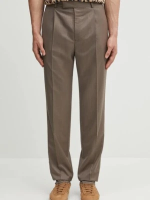 Wacko Maria spodnie wełniane PLEATED TROUSERS ( TYPE-2 ) męskie kolor beżowy proste 25SS-WMP-TR08