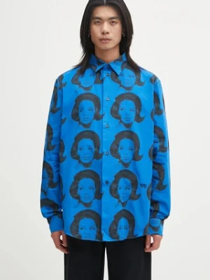 Wales Bonner koszula bawełniana Selah Shirt męska kolor niebieski relaxed MA25SH05.CO11.599