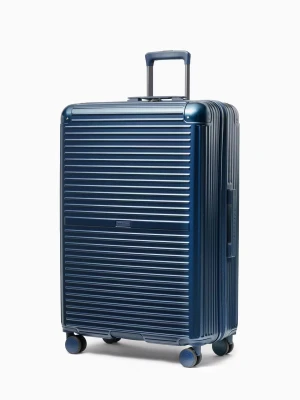 Walizka duża na kółkach z aluminiowymi narożnikami granatowa Puccini