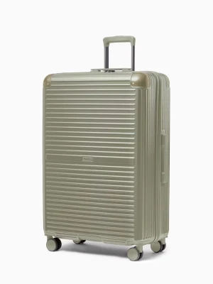 Walizka duża na kółkach z aluminiowymi narożnikami zielona Puccini