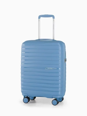 Walizka kabinowa na kółkach niebieska z polipropylenu z zamkiem TSA Puccini