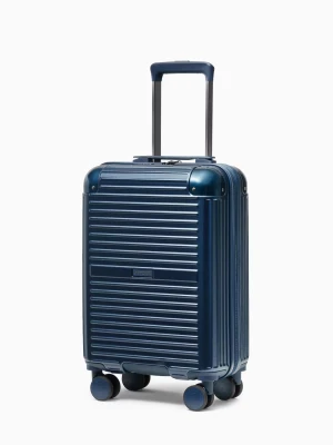 Walizka kabinowa na kółkach z aluminiowymi narożnikami granatowa Puccini