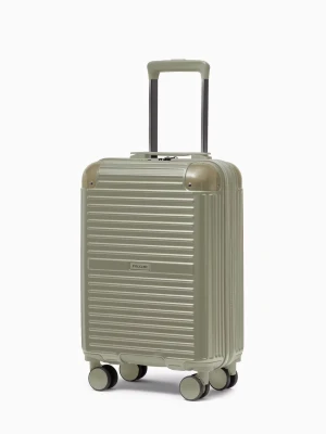 Walizka kabinowa na kółkach z aluminiowymi narożnikami zielona Puccini