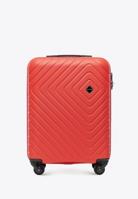 Walizka kabinowa z ABS-u z geometrycznym tłoczeniem czerwona Wittchen