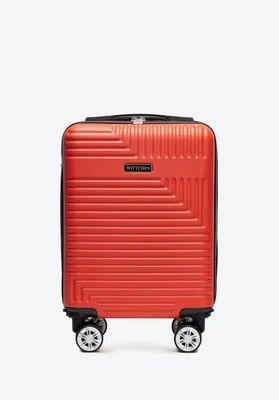 Walizka kabinowa z ABS-u z odpinanymi kółkami w geometryczny wzór czerwona Wittchen