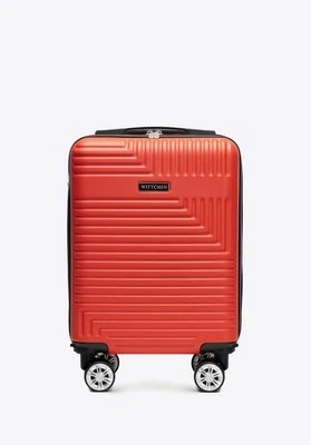 Walizka kabinowa z ABS-u z odpinanymi kółkami w geometryczny wzór czerwona Wittchen