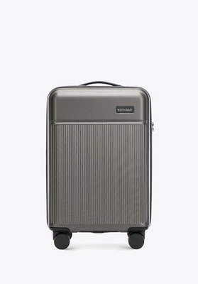 Walizka kabinowa z ABS-u z pionowymi paskami szara Wittchen