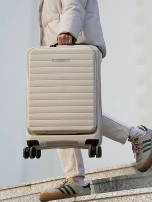 Walizka kabinowa z kieszenią na laptopa z polipropylenu biała Puccini