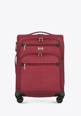 Walizka kabinowa z kolorowym suwakiem bordowa Wittchen