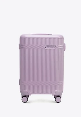 Walizka kabinowa z polikarbonu o błyszczącym wykończeniu lawendowa Wittchen