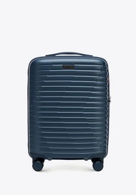 Walizka kabinowa z polikarbonu w poziome żebrowanie granatowa Wittchen