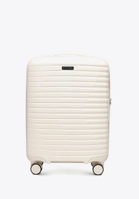 Walizka kabinowa z polikarbonu w poziome żebrowanie kremowa Wittchen
