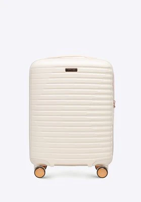 Walizka kabinowa z polikarbonu w poziome żebrowanie kremowo - złota Wittchen