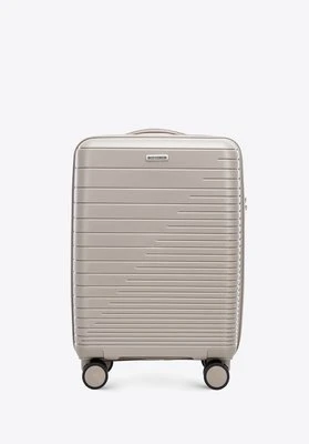 Walizka kabinowa z polipropylenu z błyszczącymi paskami beżowa Wittchen