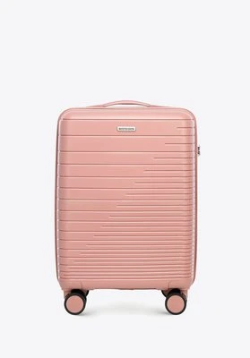 Walizka kabinowa z polipropylenu z błyszczącymi paskami różowa Wittchen