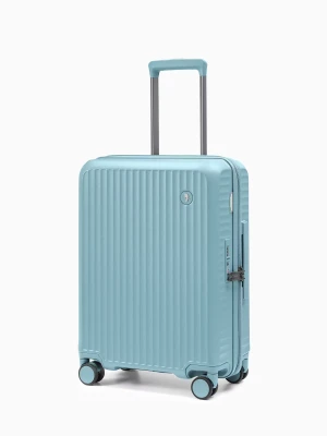 Walizka kabinowa z poliwęglanu na czterech kołach niebieska Puccini