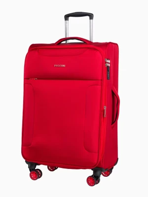 Walizka średnia materiałowa z poszerzeniem czerwona Puccini