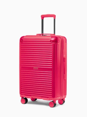 Walizka średnia na kółkach z aluminiowymi narożnikami czerwona Puccini