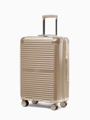 Walizka średnia na kółkach z aluminiowymi narożnikami szampańska Puccini