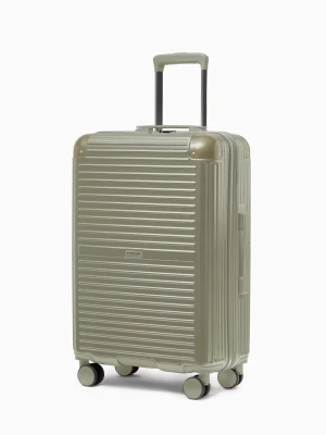 Walizka średnia na kółkach z aluminiowymi narożnikami zielona Puccini