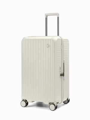 Walizka średnia trunk z poliwęglanu na czterech kołach beżowa Puccini