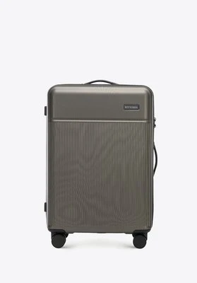 Walizka średnia z ABS-u z pionowymi paskami szara Wittchen