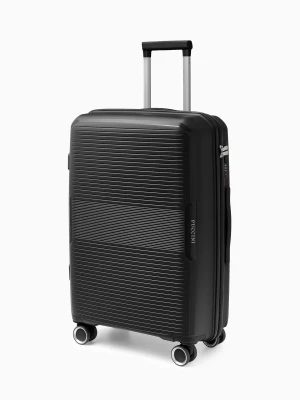 Walizka średnia z zamkiem szyfrowym z polipropylenu czarna Puccini