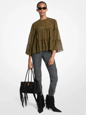 Warstwowa bluzka z żorżety z wzorem paisley Michael Kors
