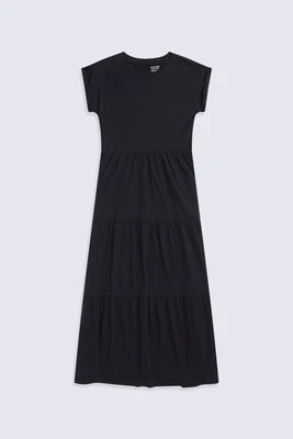 Warstwowa damska sukienka maxi z dżerseju - Black Animal