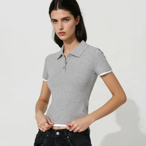 Warstwowa koszulka polo slim fit szara House