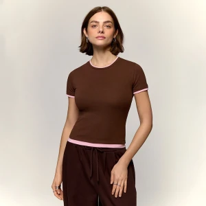 Warstwowa koszulka z krótkim rękawem brązowa House