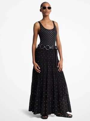 Warstwowa spódnica maxi z żorżety z ćwiekami MICHAEL Michael Kors